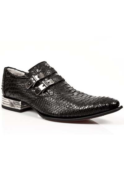 Mens Snake Skin Pointed Metal Leather Buckle Dress Formal Cuban Hees Chic Shoes 