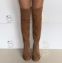 Camel leather knee boots for women