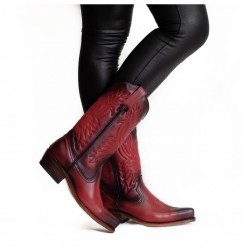 Red vintage leather cowboy boots for women