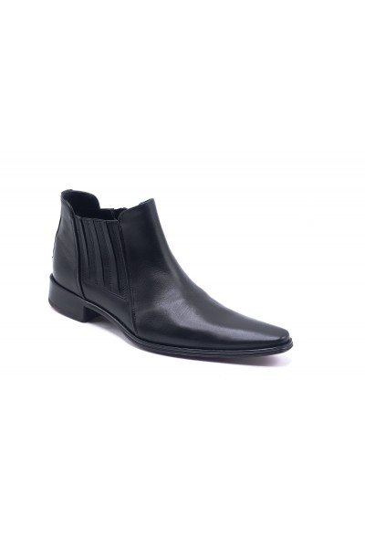 Black leather ankle boots