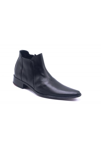 Black leather boots for men