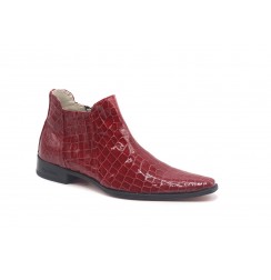 Red crocodile leather ankle boots for men