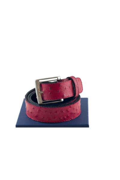 Red ostrich leather Belt