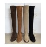 Camel leather knee boots for women