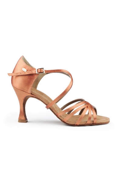 Dancing shoes dark tan satin