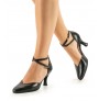 Black leather closed toe dancing shoe