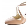 Beige patent leather pump shoe