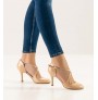 Beige patent leather pump shoe