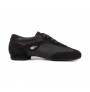 Elegant black nubuck men's leather dancing shoes