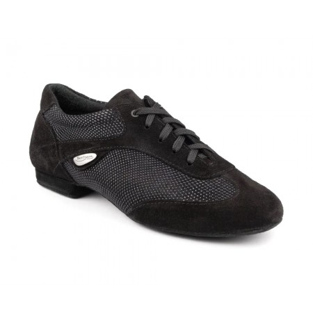 Elegant black nubuck men's leather dancing shoes
