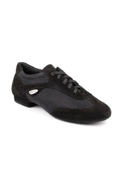 Elegant black nubuck men's leather dancing shoes