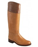 bottes cavalieres cuir camel bicolores