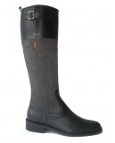 bottes cavalieres cuir gris et noir