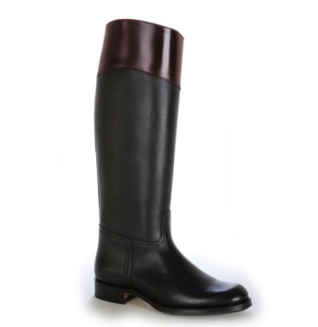 bottes cavalieres noires cuir bicolore